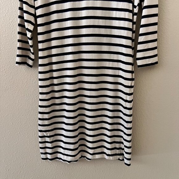 Marine Layer Gigi Supima Cotton Dress In White Navy Black Stripe S​​​​​​​​​​​​​​ - Picture 4 of 9